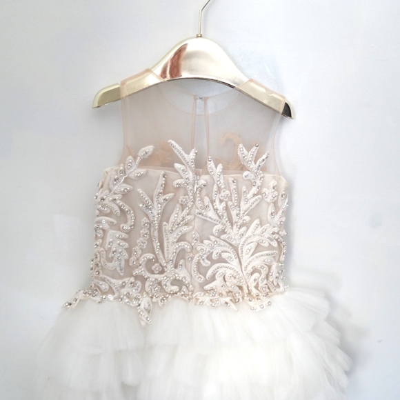 Mischka Aoki Couture Beaded Girls Party Tulle Lace - Picture 3 of 5